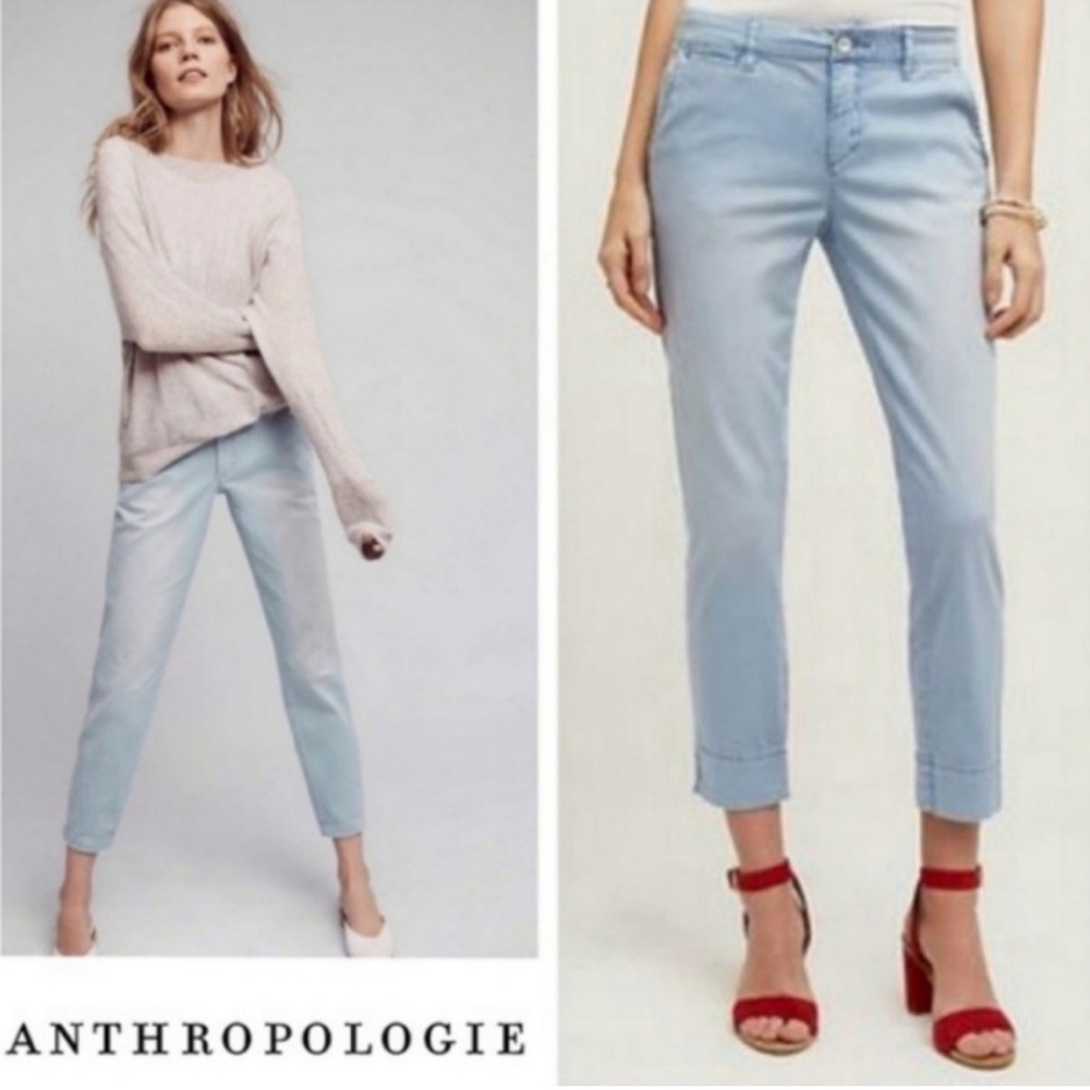 PILCRO Anthropologie Stet Chino Pant Light Fade Blue SZ 27